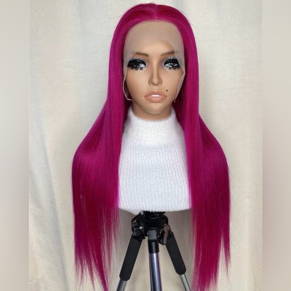 LN — 22” Human Hair 13x4 HD Hot Pink PRE CUT Lace Front Wig - Picture 1 of 11
